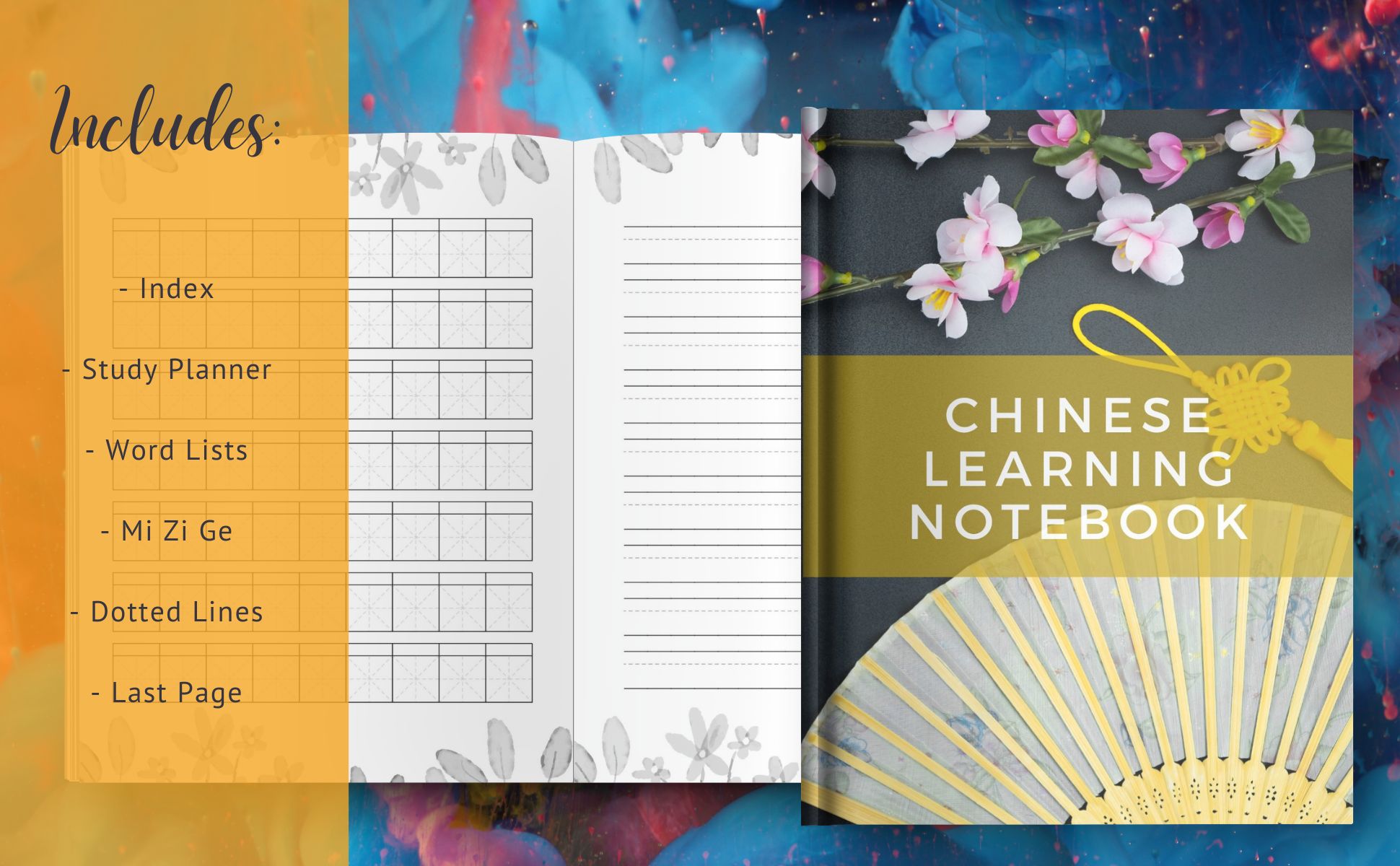 Yao Mandarin Chinese Learning Notebook Open book and cover page